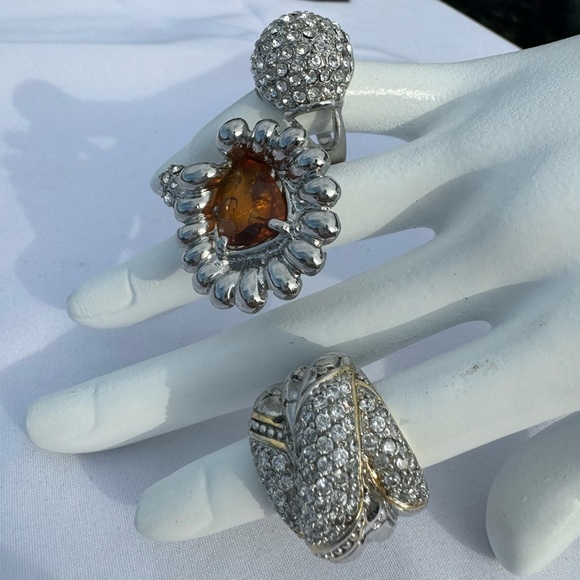 Cute Silver Rhinestone Ring Set - Picture 5 of 5